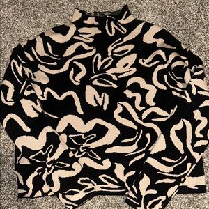 NWOT Christian Siriano Black and Cream Knit Top
